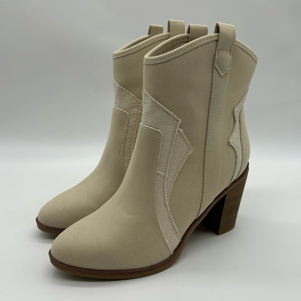 Altar’d State Beige Western Ankle Boots | Vegan | Size 8 | New With Tag - Picture 5 of 10